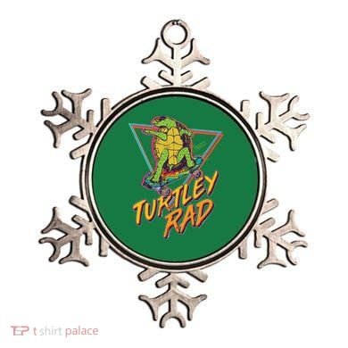 Funny Retro 80's Turtley Rad Skateboarding Turtle Ornament