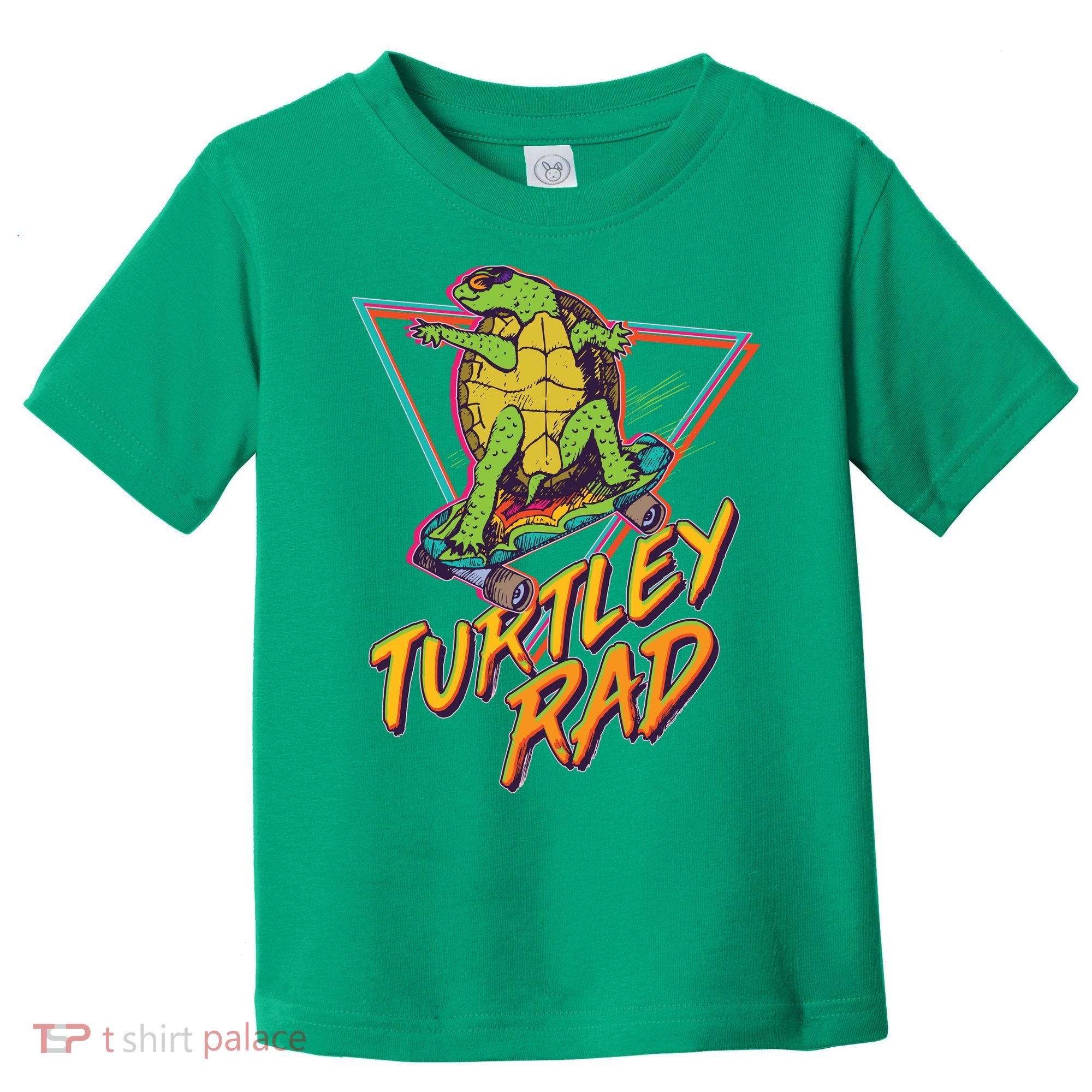 Funny Retro 80's Turtley Rad Skateboarding Turtle Toddler T-Shirt