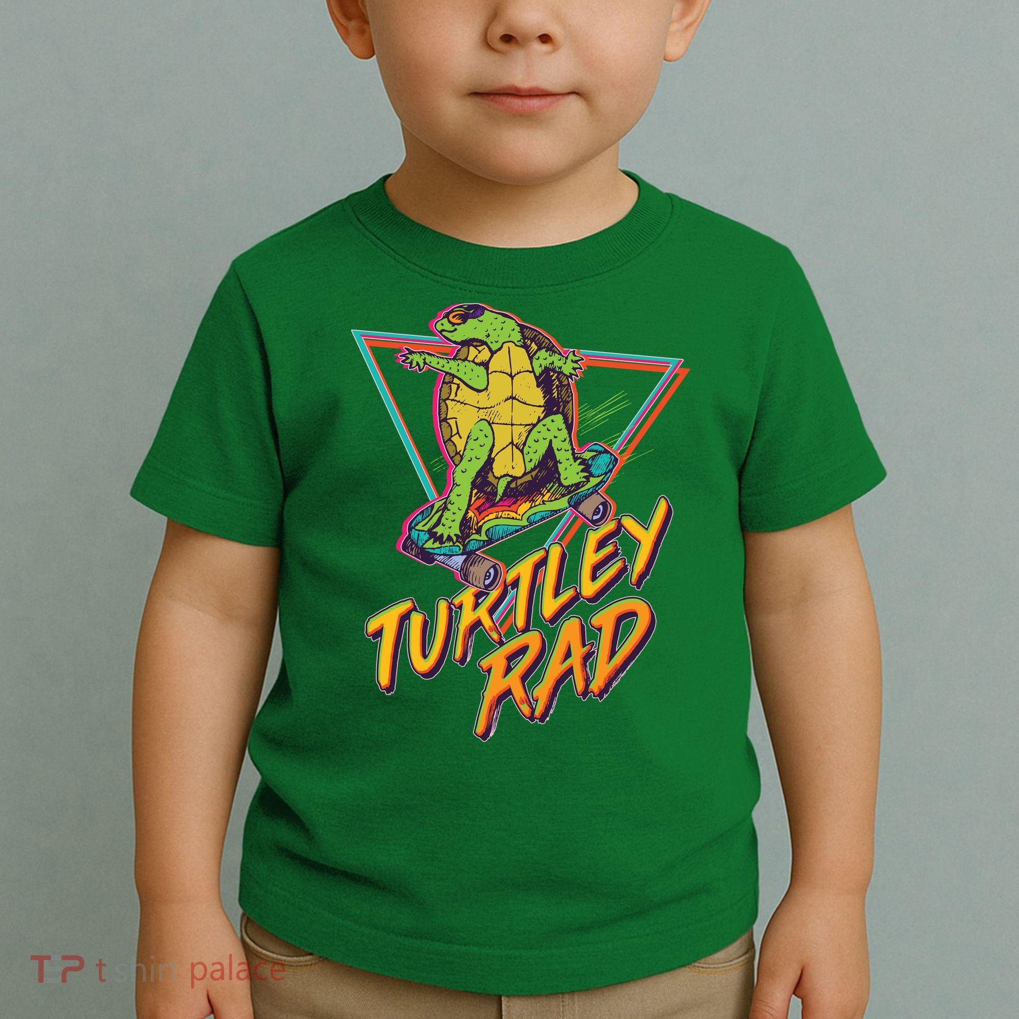 Funny Retro 80's Turtley Rad Skateboarding Turtle Toddler T-Shirt
