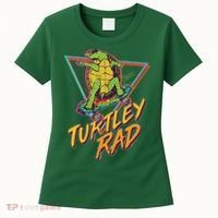 Funny Retro 80's Turtley Rad Skateboarding Turtle Women's T-Shirt thumb 0
