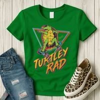 Funny Retro 80's Turtley Rad Skateboarding Turtle Women's T-Shirt thumb 3