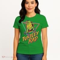 Funny Retro 80's Turtley Rad Skateboarding Turtle Women's T-Shirt thumb 4