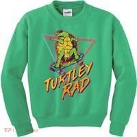 Funny Retro 80's Turtley Rad Skateboarding Turtle Kids Sweatshirt thumb 0