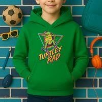 Funny Retro 80's Turtley Rad Skateboarding Turtle Kids Hoodie thumb 2