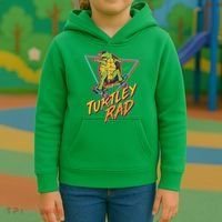 Funny Retro 80's Turtley Rad Skateboarding Turtle Kids Hoodie thumb 3