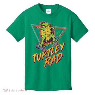 Funny Retro 80's Turtley Rad Skateboarding Turtle Kids T-Shirt