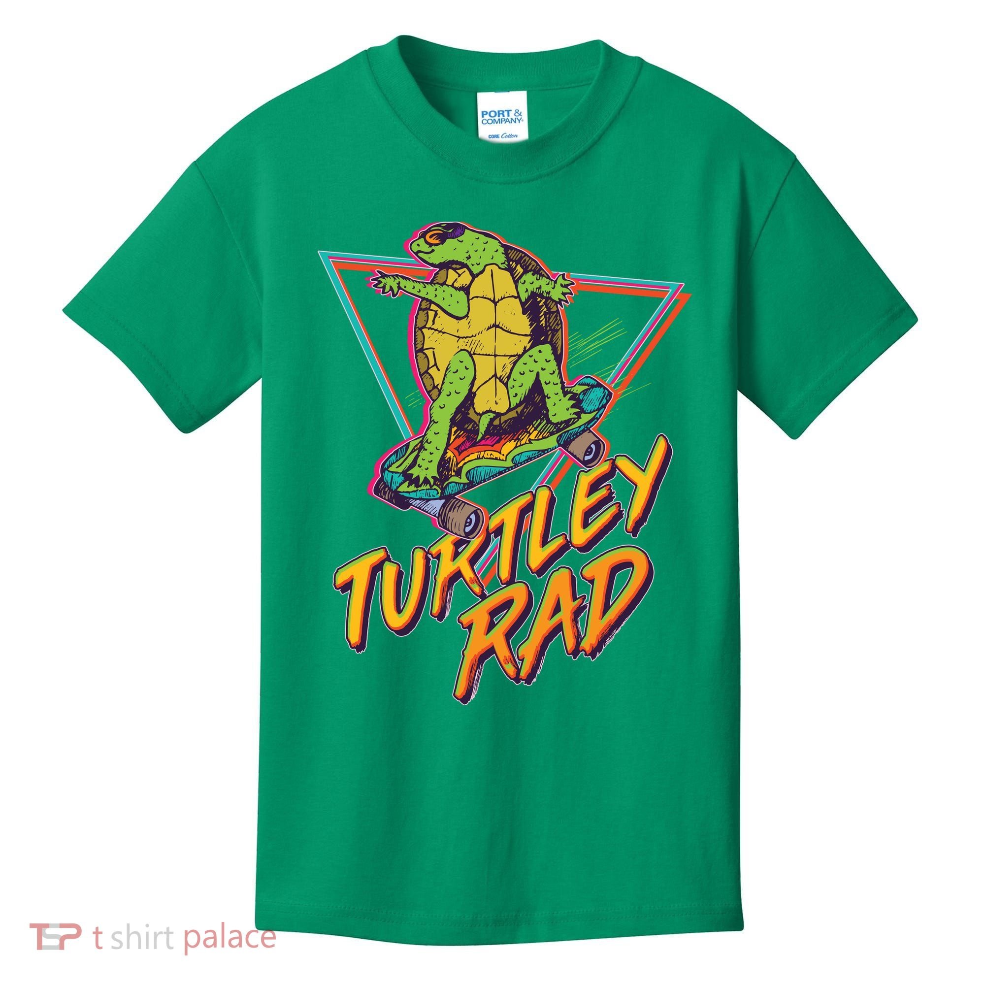Funny Retro 80's Turtley Rad Skateboarding Turtle Kids T-Shirt