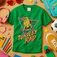 Funny Retro 80's Turtley Rad Skateboarding Turtle Kids T-Shirt thumb 3