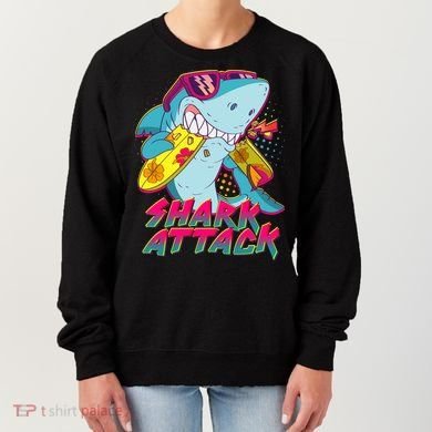 Funny Retro 80s Shark Attack Women's Sweatshirt
