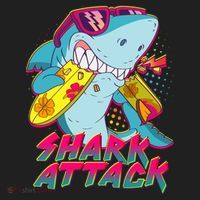 Funny Retro 80s Shark Attack Women's Sweatshirt thumb 2