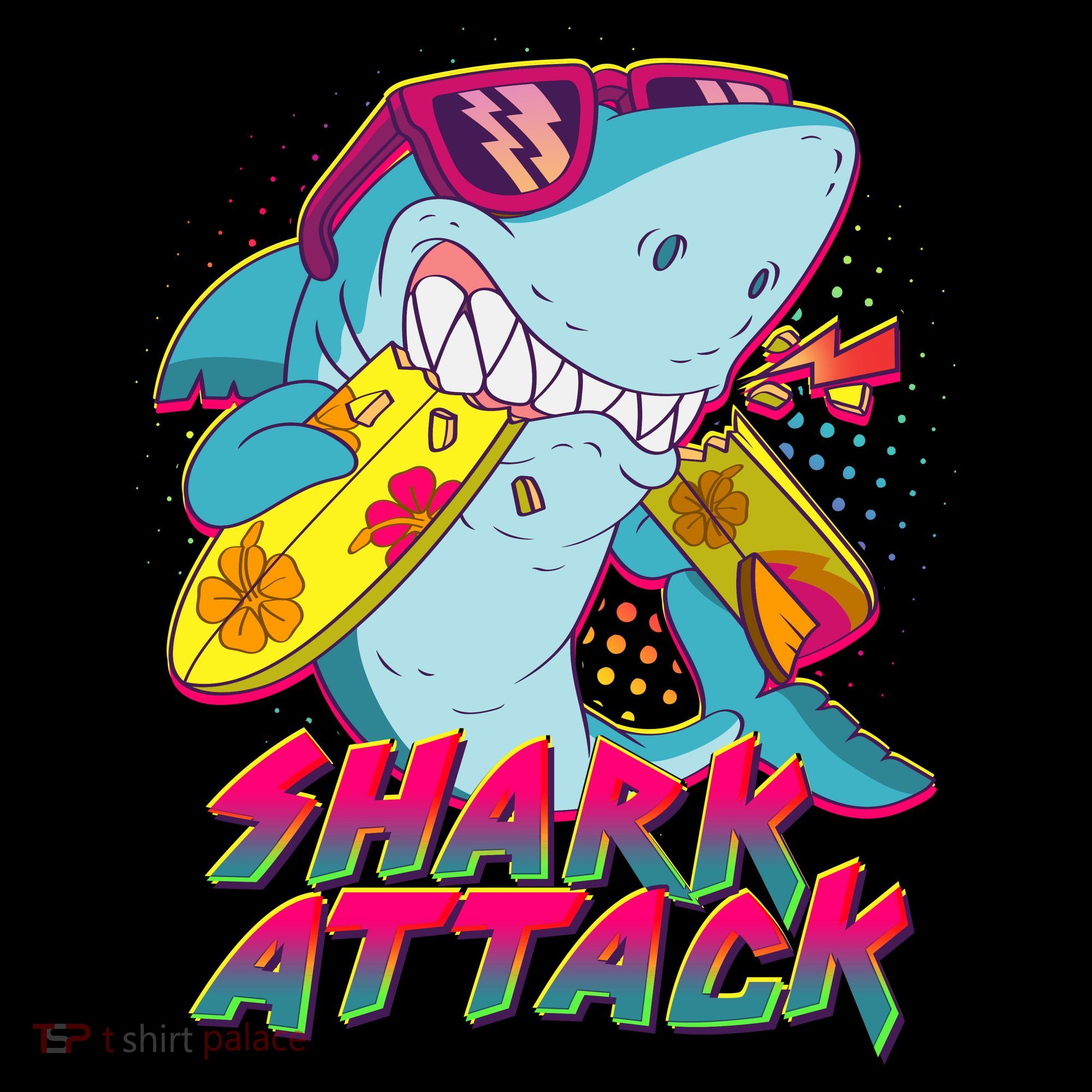 Funny Retro 80s Shark Attack Toddler Hoodie