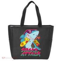 Funny Retro 80s Shark Attack Tote Bag thumb 0
