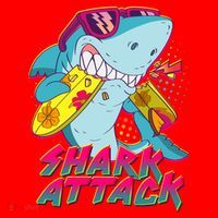 Funny Retro 80s Shark Attack Santa Hat thumb 1