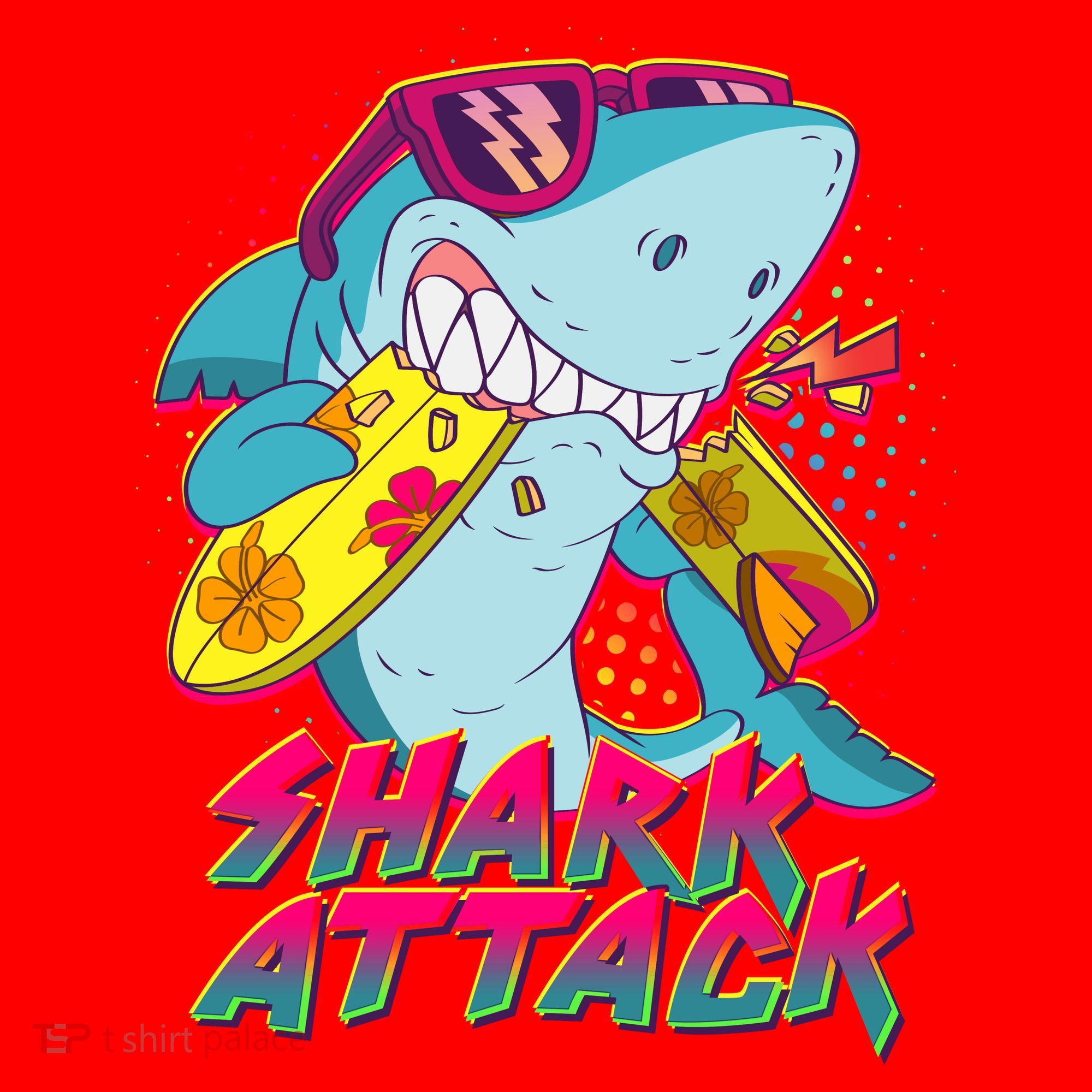 Funny Retro 80s Shark Attack Santa Hat