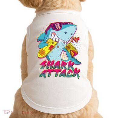 Funny Retro 80s Shark Attack Doggie Tank