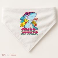Funny Retro 80s Shark Attack USA-Made Doggie Bandana thumb 0