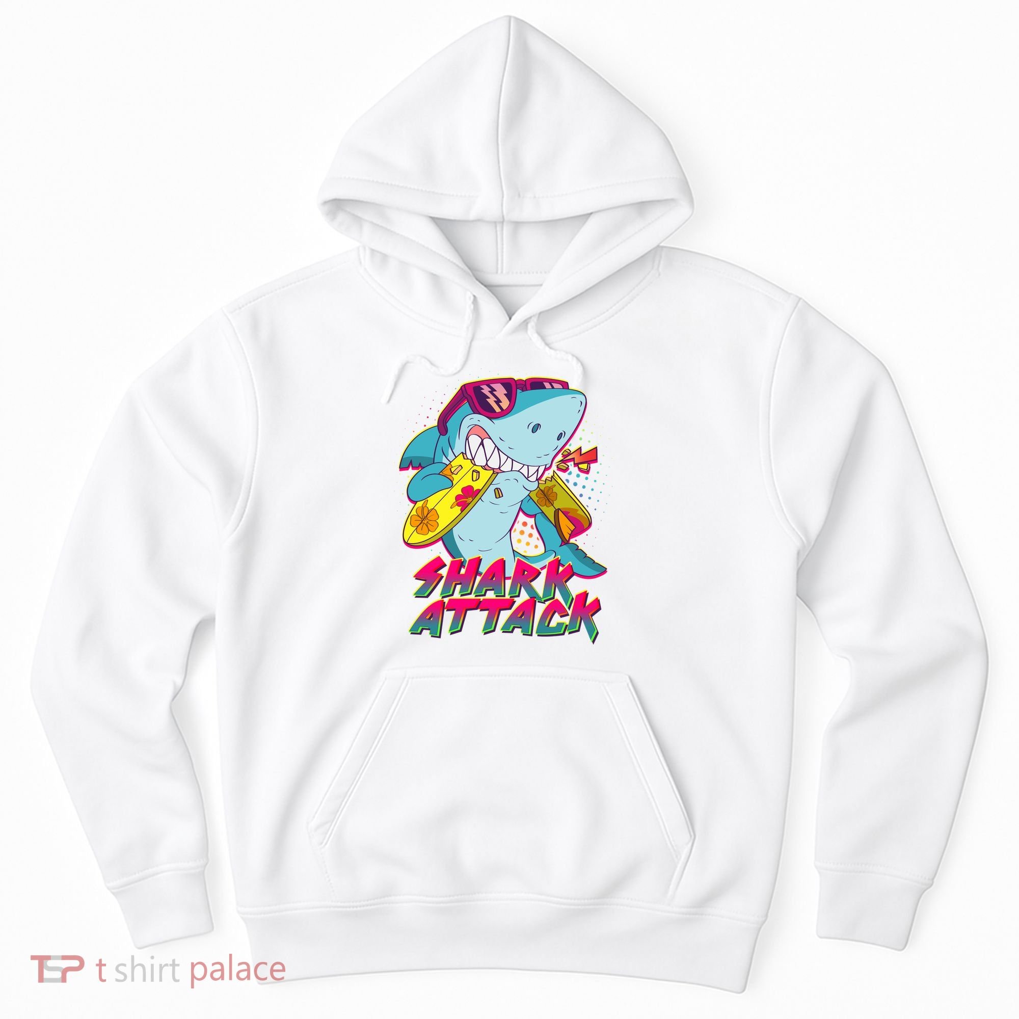Funny Retro 80s Shark Attack Hoodie