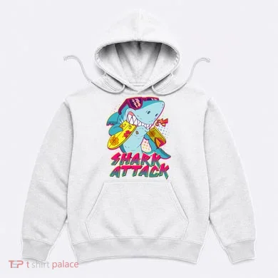 Funny Retro 80s Shark Attack Hoodie