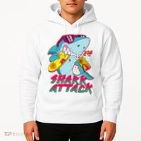 Funny Retro 80s Shark Attack Hoodie thumb 2