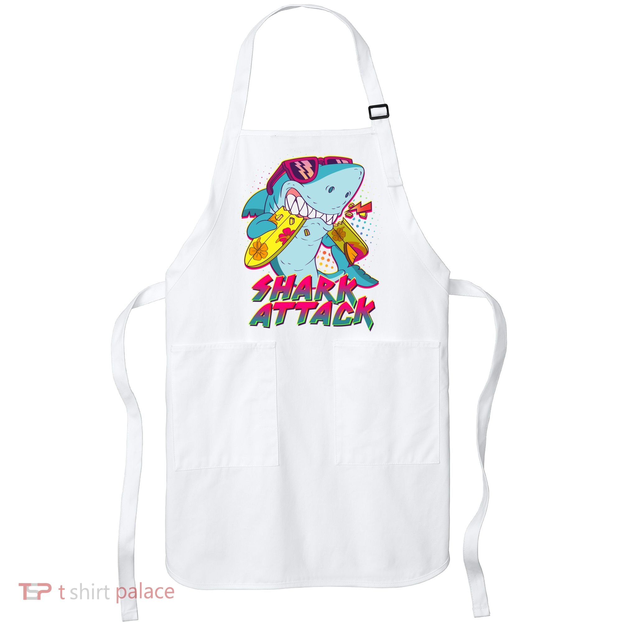 Funny Retro 80s Shark Attack Apron