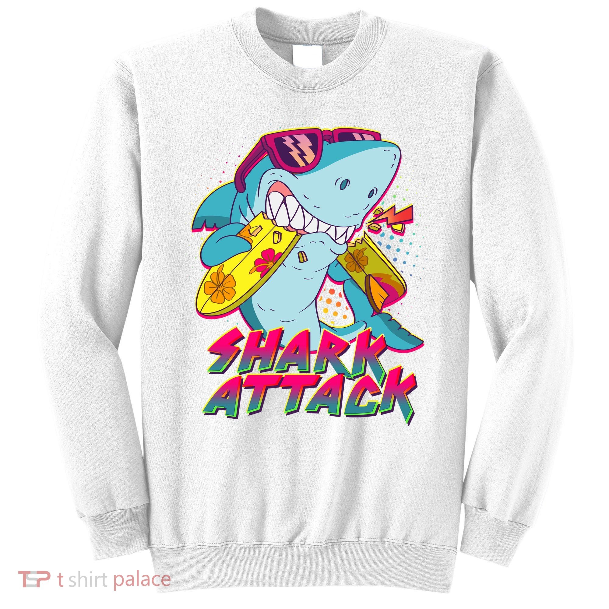 Funny Retro 80s Shark Attack Sweatshirt