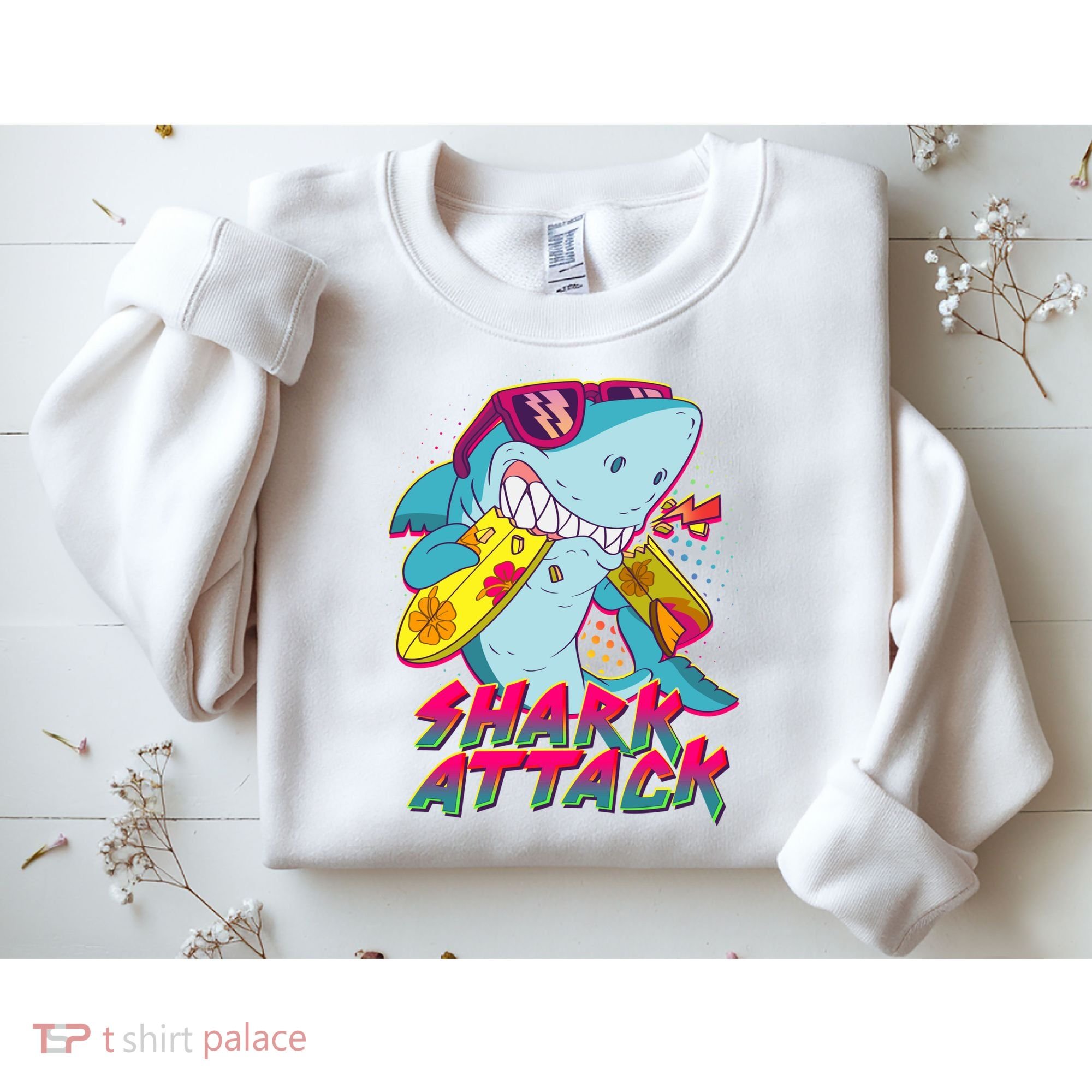 Funny Retro 80s Shark Attack Sweatshirt