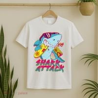 Funny Retro 80s Shark Attack T-Shirt thumb 2
