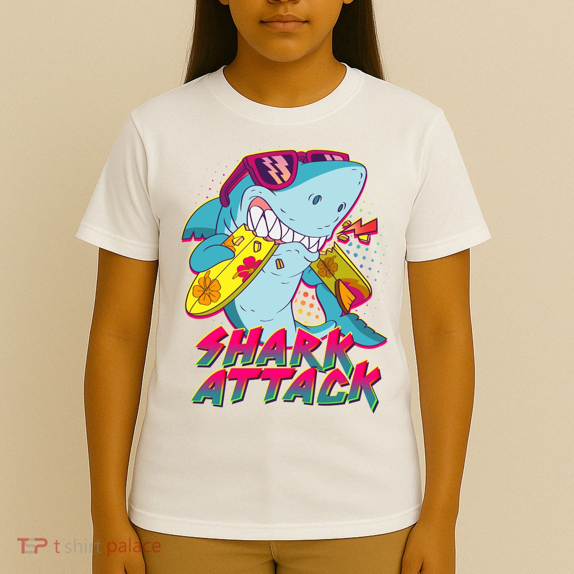 Funny Retro 80s Shark Attack T-Shirt