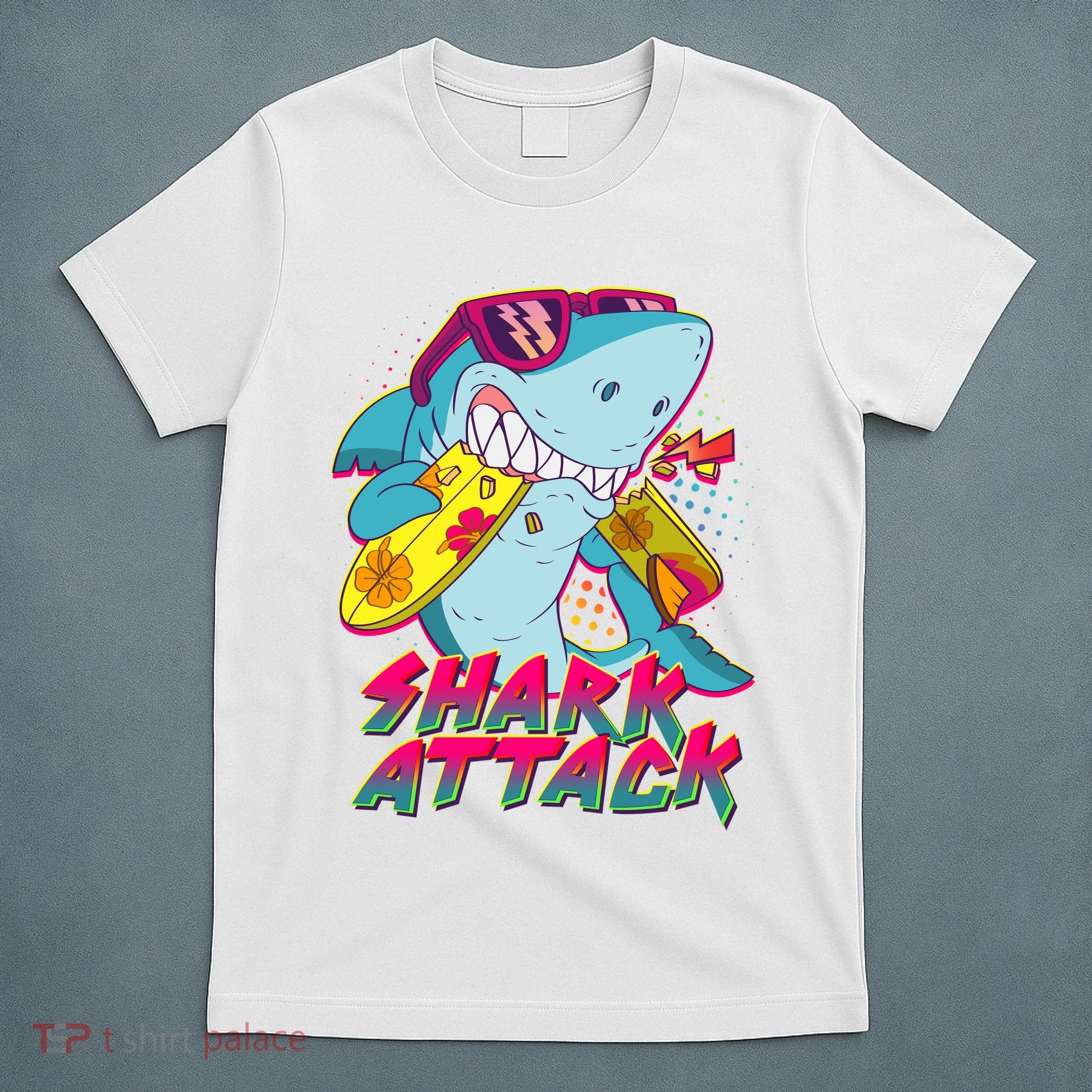 Funny Retro 80s Shark Attack T-Shirt