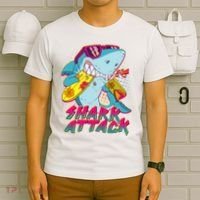Funny Retro 80s Shark Attack T-Shirt thumb 6