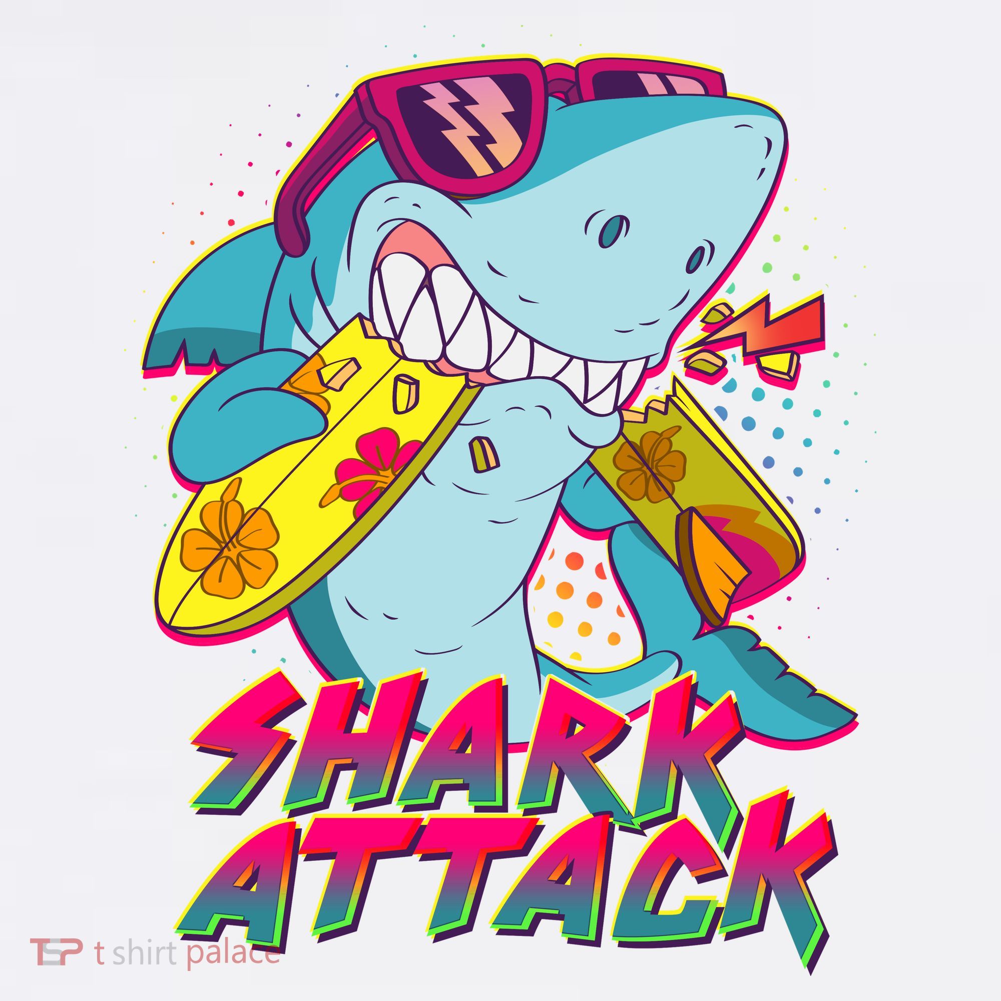 Funny Retro 80s Shark Attack T-Shirt