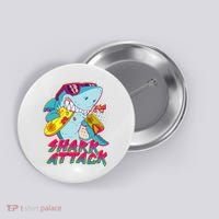 Funny Retro 80s Shark Attack Button thumb 0