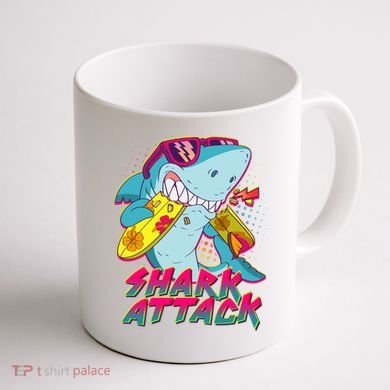 Funny Retro 80s Shark Attack Coffee Mug back