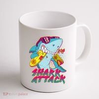 Funny Retro 80s Shark Attack Coffee Mug thumb 1