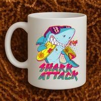 Funny Retro 80s Shark Attack Coffee Mug thumb 2