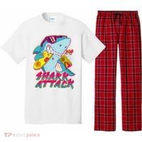 Funny Retro 80s Shark Attack Pajama Set thumb 0