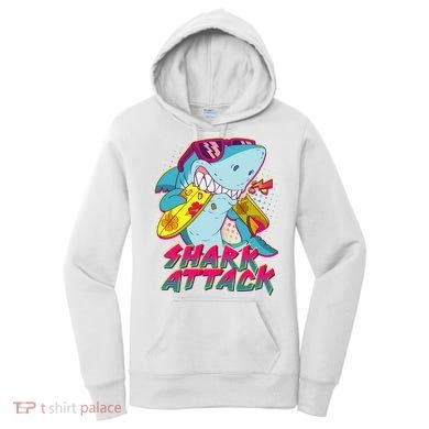 Funny Retro 80s Shark Attack Women's Hoodie