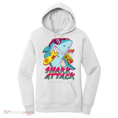 Funny Retro 80s Shark Attack Women's Hoodie