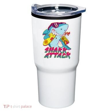 Funny Retro 80s Shark Attack Tumbler