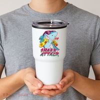 Funny Retro 80s Shark Attack Tumbler thumb 2