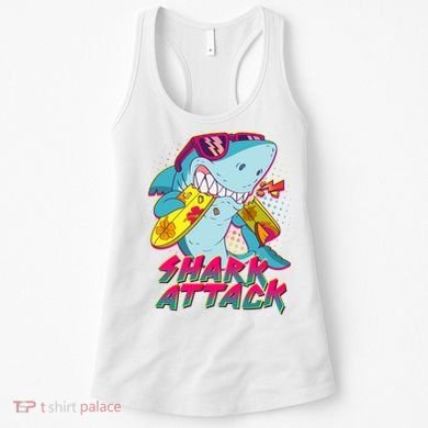Funny Retro 80s Shark Attack Women's Tank Top
