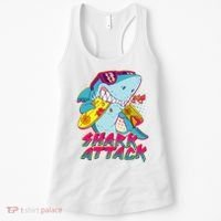 Funny Retro 80s Shark Attack Women's Tank Top thumb 0