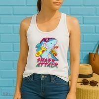 Funny Retro 80s Shark Attack Women's Tank Top thumb 2