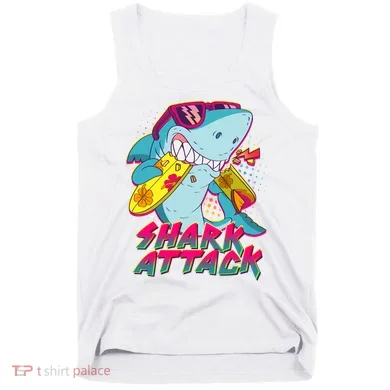 Funny Retro 80s Shark Attack Tank Top