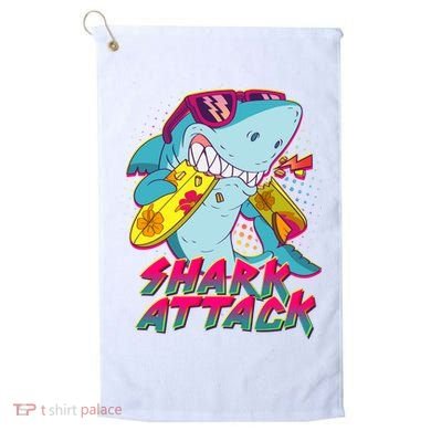 Funny Retro 80s Shark Attack Golf Towel
