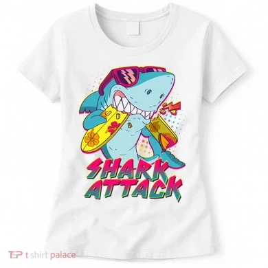 Funny Retro 80s Shark Attack Women's T-Shirt