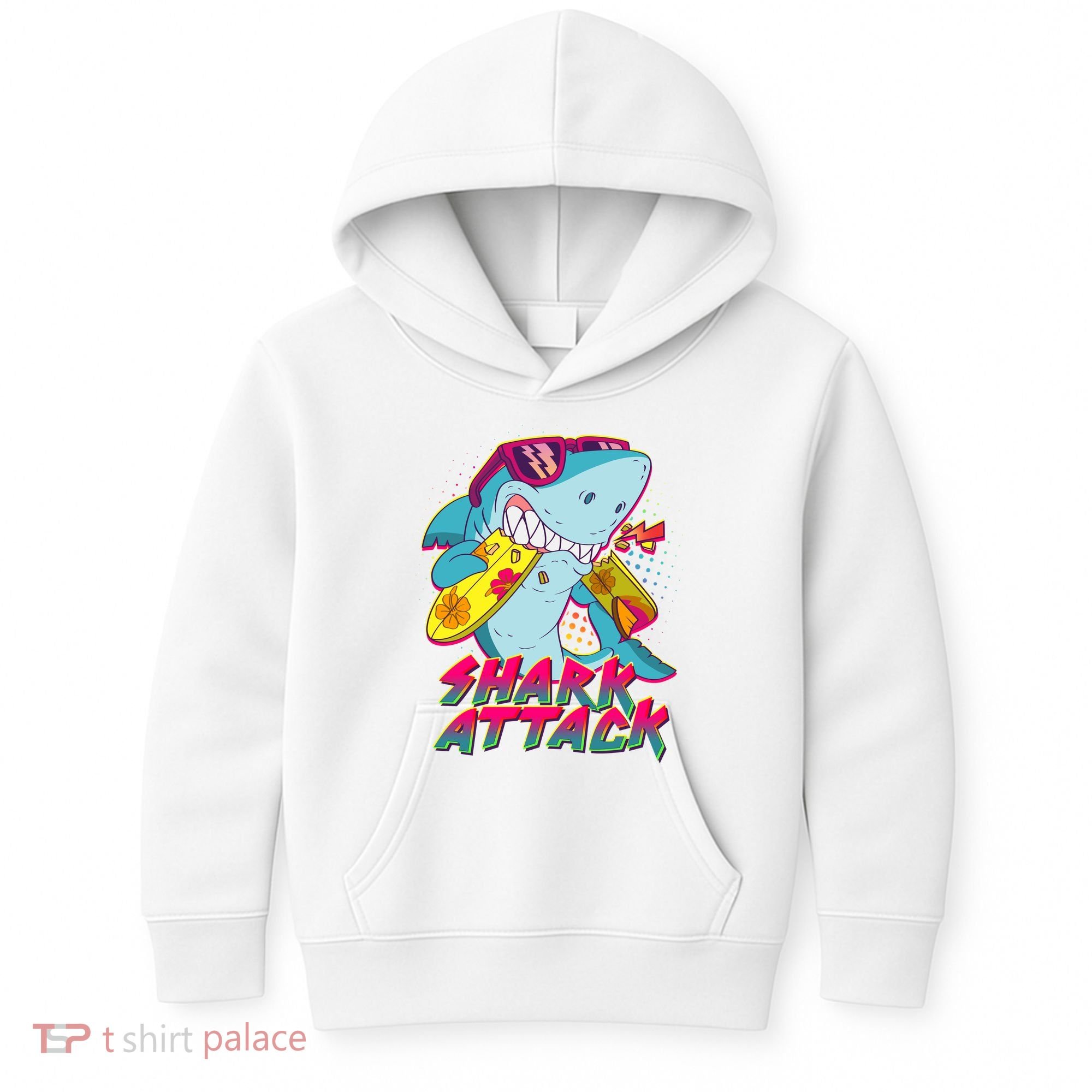 Funny Retro 80s Shark Attack Kids Hoodie