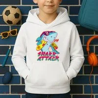 Funny Retro 80s Shark Attack Kids Hoodie thumb 2