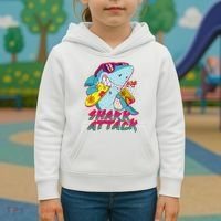 Funny Retro 80s Shark Attack Kids Hoodie thumb 3