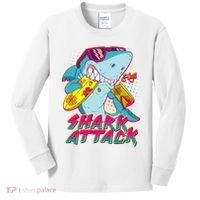 Funny Retro 80s Shark Attack Kids Long Sleeve Shirt thumb 0